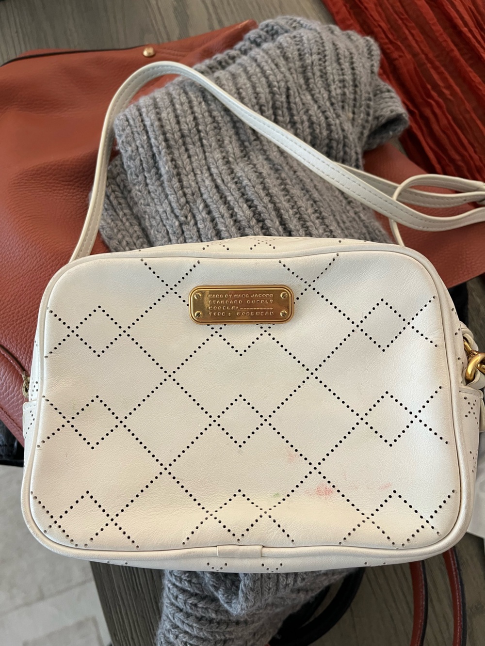 Marc by Marc Jacobs Cream Perforated Crossbody Bag